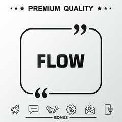 Flow writing icon. Text inside quote symbol