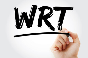 WRT - With Respect To acronym with marker, concept background