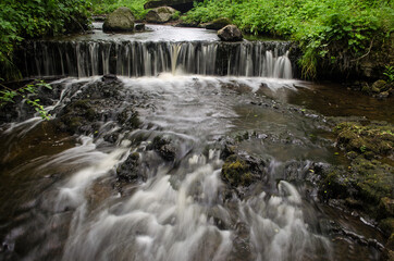 Beautiful Skanstupite waterfall. Photographed with long exposure. Plavinas, Latvia.
