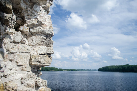 Old Koknese Castle Ruins and River Daugava Located in Koknese Latvia.