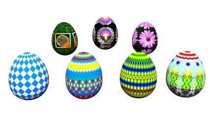 Easter composition with 3d font ,easter eggs  on white background.-3d illustration