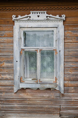 Very beautiful old windows with hearts, Piedruja, Latvia