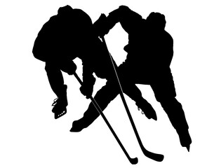 Silhouettes of  hockey players