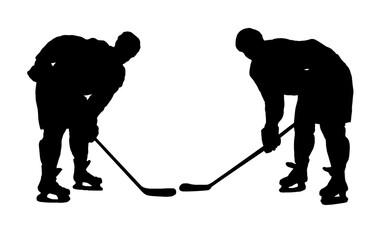 Silhouettes of  hockey players