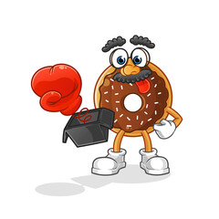 chocolate donut prank with glove in box cartoon. cartoon mascot vector