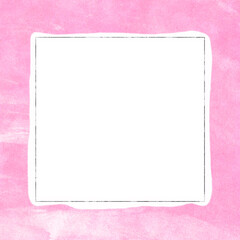 正方形　筆タッチで描いた鮮やかなピンク背景　フレーム