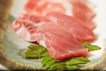  Various parts of fresh tuna sashimi