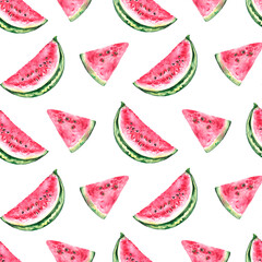 Seamless pattern with watermelon slices 