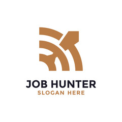 Job hunter logo design template. Tie icon with arrow combination. Creative concept of leadership, progress, energy, etc.