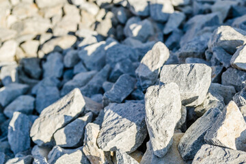 Crushed stone on the railway line in Petrovaradin, Novi Sad, Serbia. 