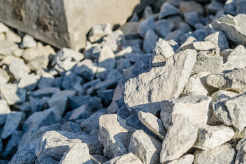 Crushed stone on the railway line in Petrovaradin, Novi Sad, Serbia. 
