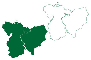 Fototapeta premium Lakhisarai district (Bihar State, Munger division, Republic of India) map vector illustration, scribble sketch Lakhisarai map