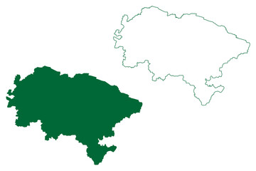 Madhubani district (Bihar State, Darbhanga division, Republic of India) map vector illustration, scribble sketch Madhubani map