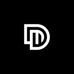 Creative elegant curve line vector logo type. DM letter. Monogram luxury linear creative