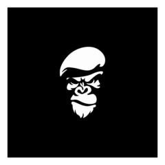 Serious gorilla in monochrome style in the beret. Vector illustration
