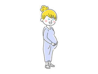 白人の妊婦さんのイラスト