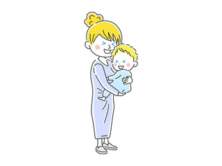 赤ちゃんを抱っこしているお母さんのイラスト