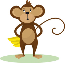 Vector illustration of a cute cartoon monkey with banana