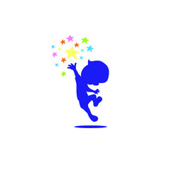 Reaching Star logo, Online Learning logo 
designs vector, Kids Dream logo, Reach Dreams logo