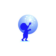 Kids Play with star logo vector, Children dream logo designs template, 
design concept, logo, logotype element for template