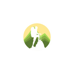 Silhouette of a climber, hiking logo vector
