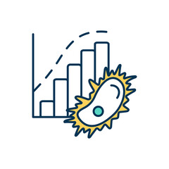 Living organism growth RGB color icon. Getting larger in size and mass. Increasing cells number. Growth process. Obtaining air, water and food. Organism transformation. Isolated vector illustration