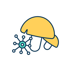 Fungus RGB color icon. Yeasts, mildews and molds. Spore-producing eukaryotic organisms. Mushrooms, toadstools. Fungal infection. Single celled, multicellular organisms. Isolated vector illustration