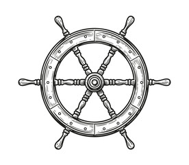 Ship wheel isolated on white background. Rudder symbol, nautical concept vector illustration