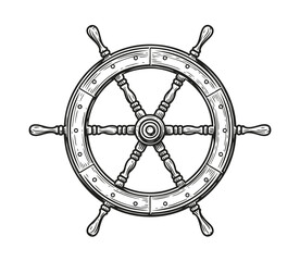 Ship wheel isolated on white background. Rudder symbol, nautical concept vector illustration © ~ Bitter ~