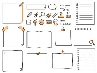 Notebook paper sticky note frame メモ帳、付箋、ノートのフレームセット - obrazy, fototapety, plakaty