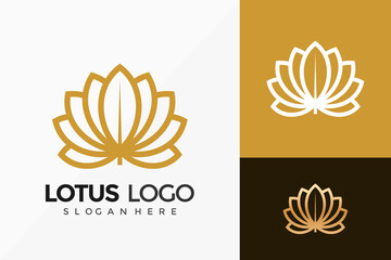 Fototapeta na wymiar Gold Lotus Logo Vector Design. Abstract emblem, designs concept, logos, logotype element for template.
