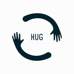 Fototapeta premium Hands hugs in circle shape vector illustration