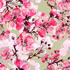 Seamless pattern of spring flowers