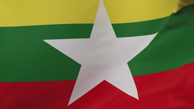 Burma waving flag seamless loop animation 4k.