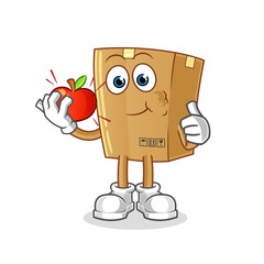 box eating an apple illustration. character vector