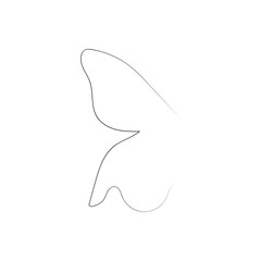 Flying bird continuous line drawing element isolated on white background for logo or decorative element.