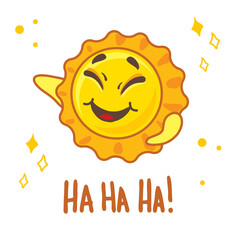 funny sun laughs, shows emotions, is afraid, admires. cute baby sun illustration