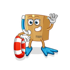 box swimmer with buoy mascot. cartoon vector