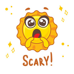 funny sun laughs, shows emotions, is afraid, admires. cute baby sun illustration