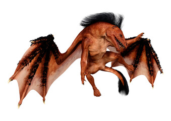 3D Rendering Fairy Tale Dragon on White