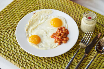 Fried eggs for breakfast at the resort