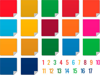 SDGsカラーの付箋ベクターイラストセット no.14