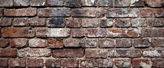 Purple Colorful Brick Wall Texture Surface Banner. Old Building Facade Bright Painted Surface.