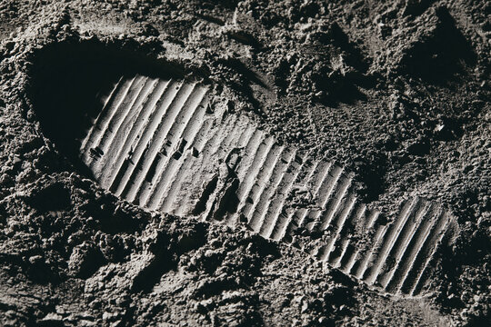 Top View Of A Footprint On The Moon