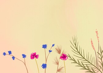 background with flowers drawing style floral illustration 