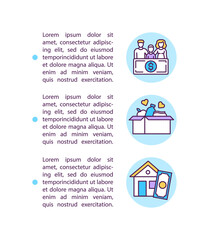 Fototapeta premium Individual benefits concept icon with text. Covid relief package distribution process. PPT page vector template. Brochure, magazine, booklet design element with linear illustrations