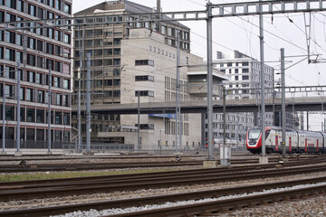 Fototapeta premium Train at Zurich railway main station. Photo taken March 4th, 2021, Zurich, Switzerland.