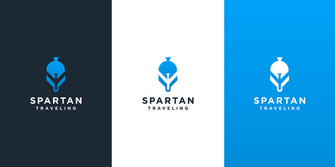 spartan travel logo design vector