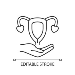 Sexual and reproductive rights linear icon. Feminism movement. Expansion of the rights of women. Thin line customizable illustration. Contour symbol. Vector isolated outline drawing. Editable stroke