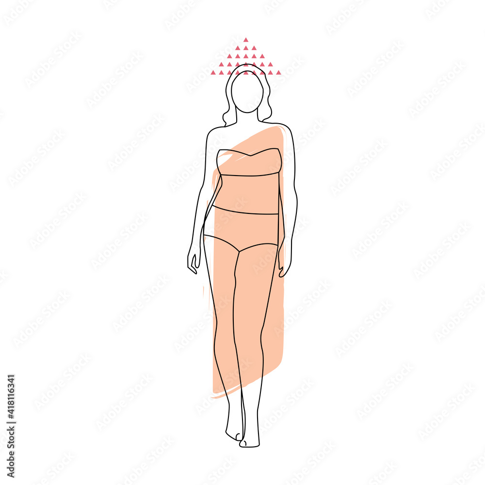 Wall mural Abstract image of a female figure, a contour sketch of a woman. Vector outline of a female figure. Vector linear illustration.